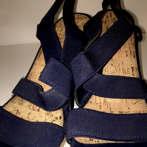 Deep Blue elastic strap wedges - Picture 3 of 4